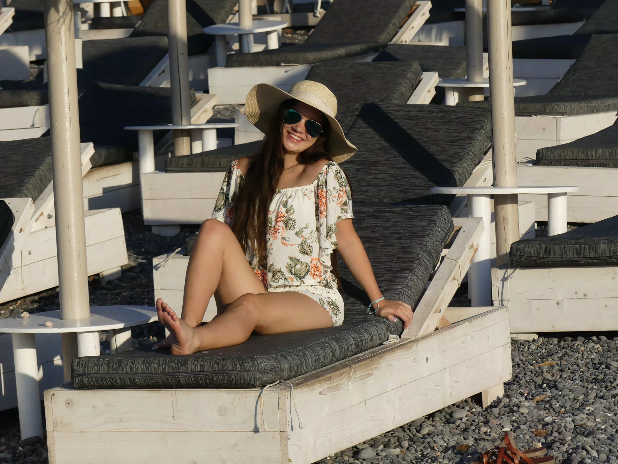 Girl in Hat on Kamari Beach