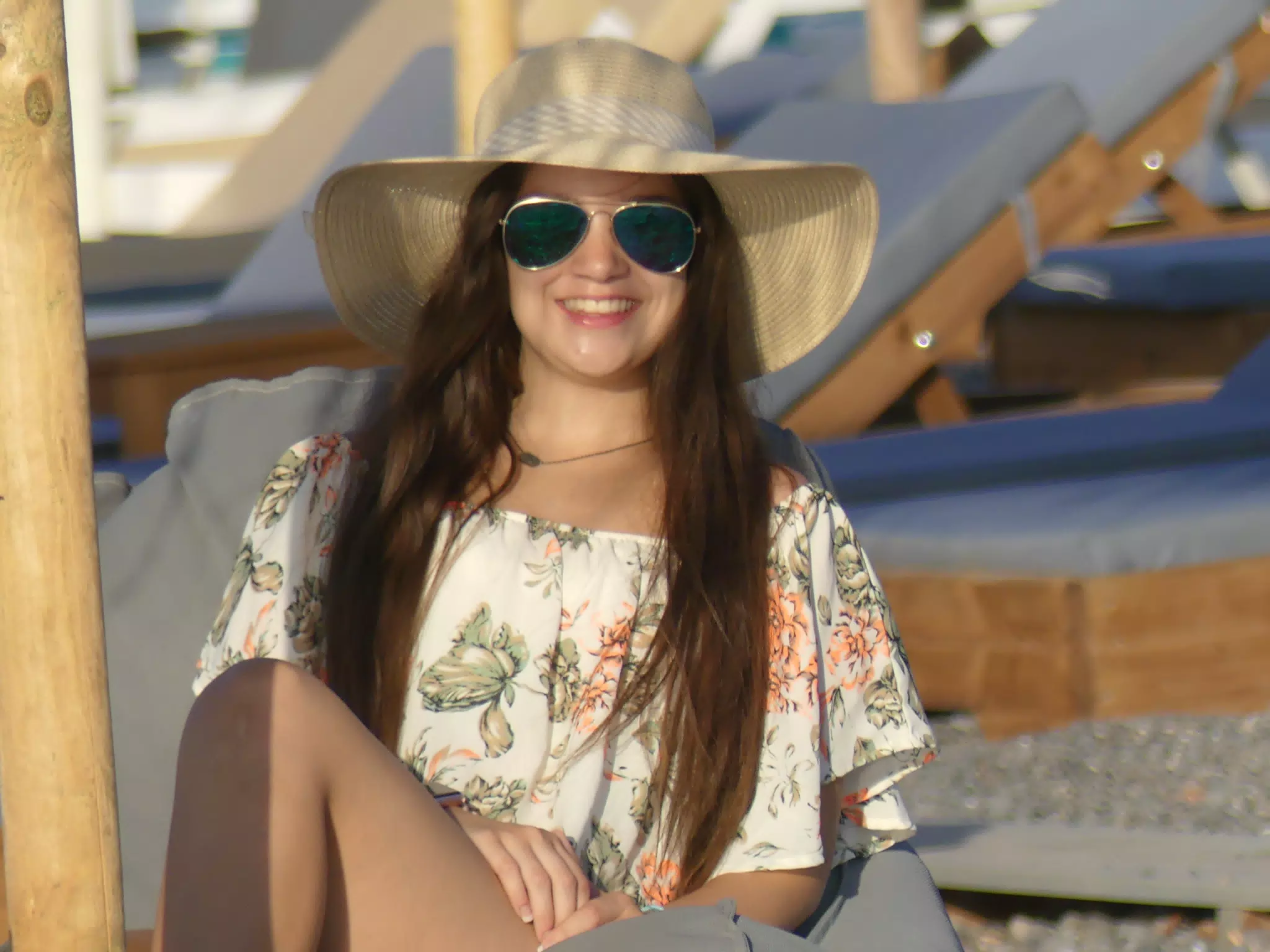 Beach Girl with Hat and Sunglasses