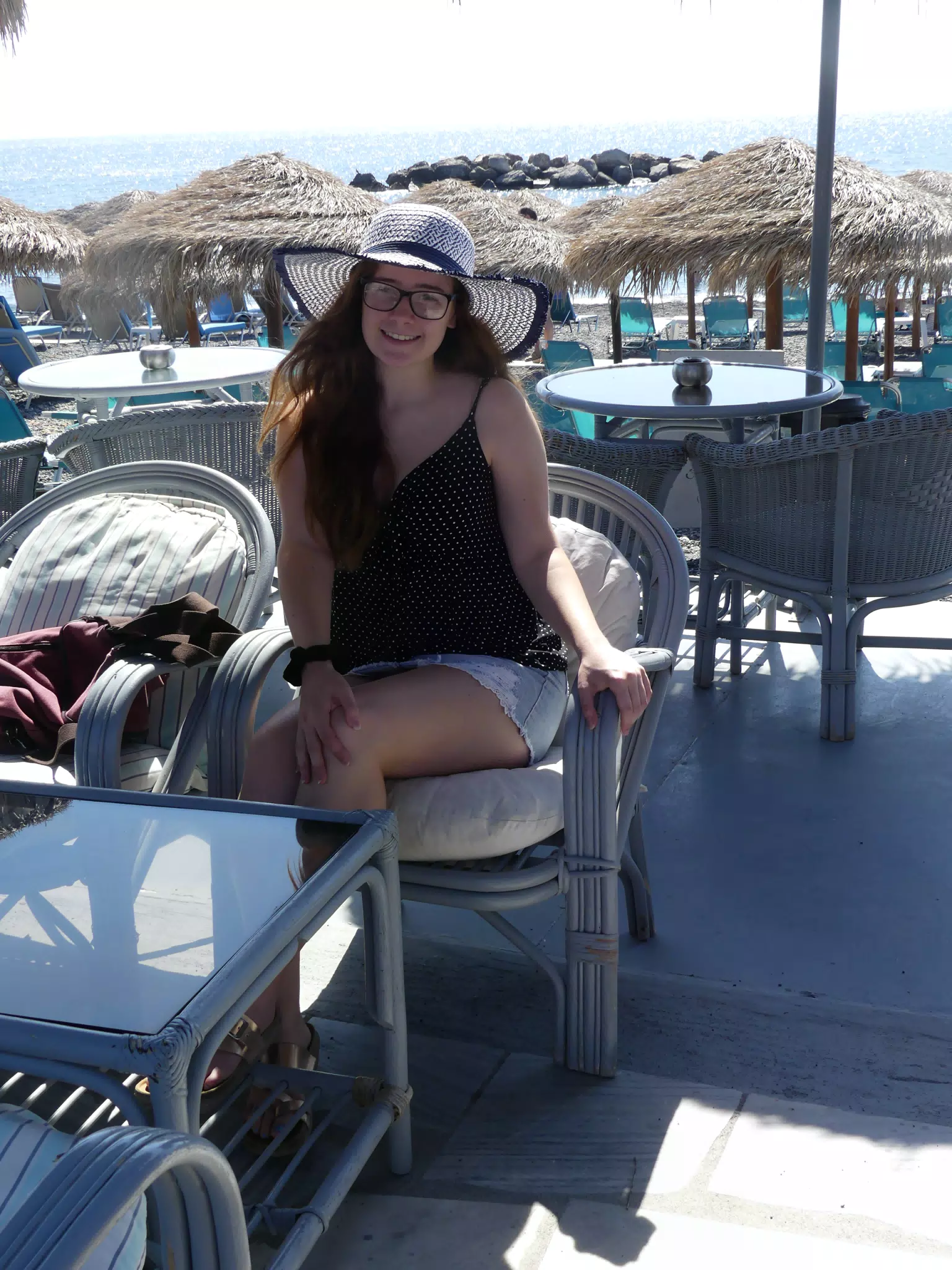Madeline in Hat on Santorini
