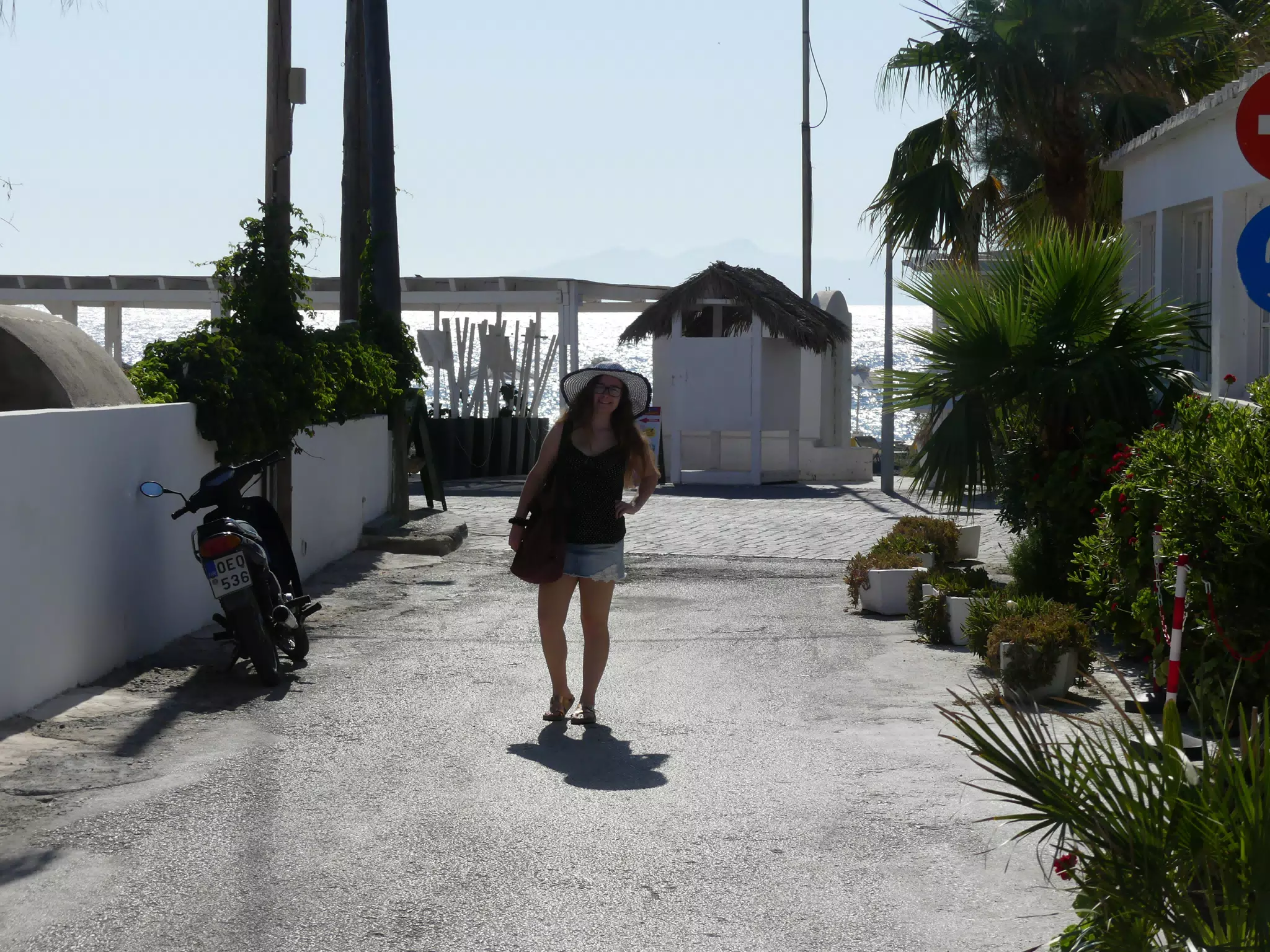 Madeline on the Street in Kamari