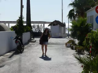 Madeline on the Street in Kamari
