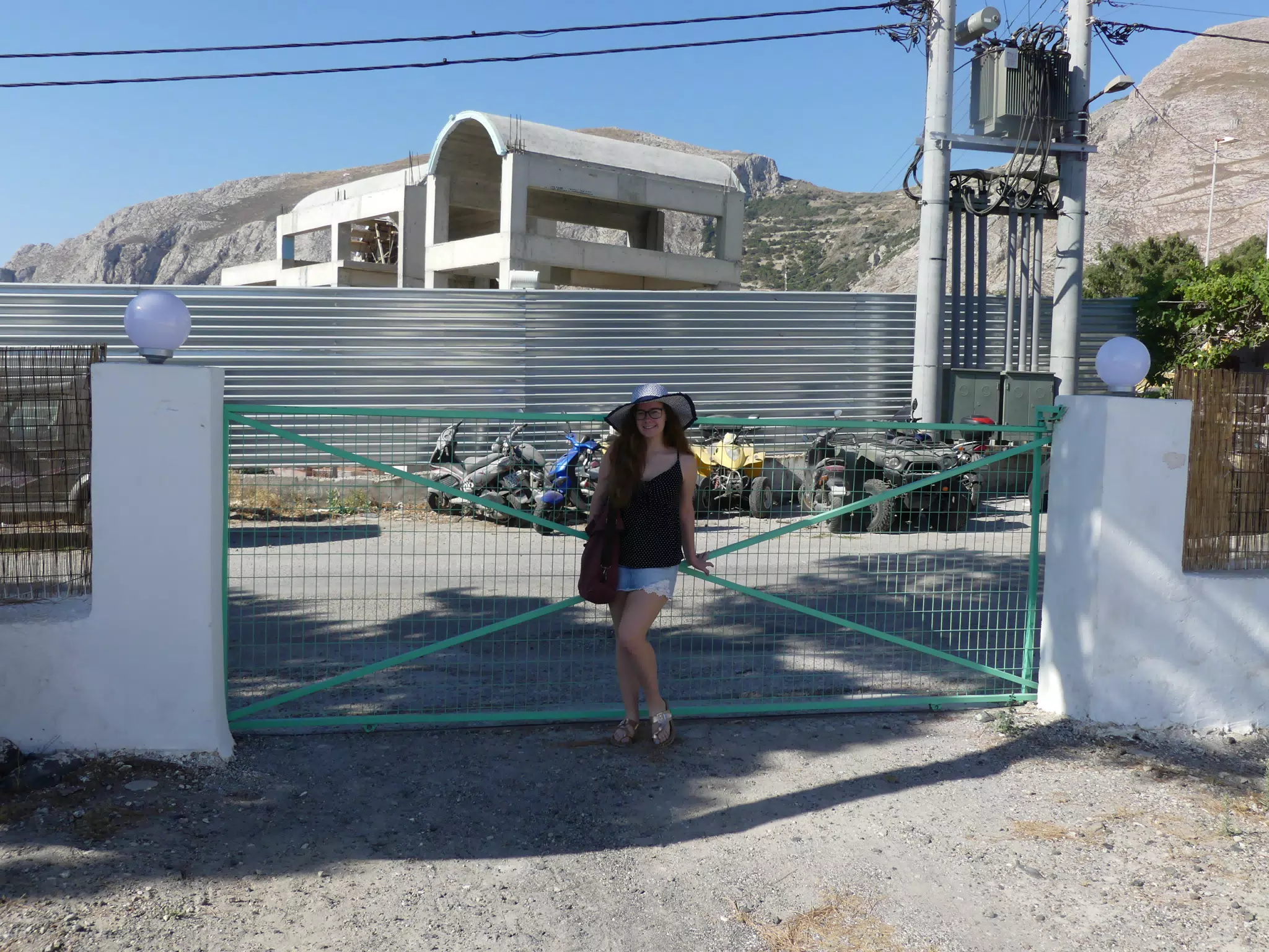 Girl in Front of Gate on Santorini