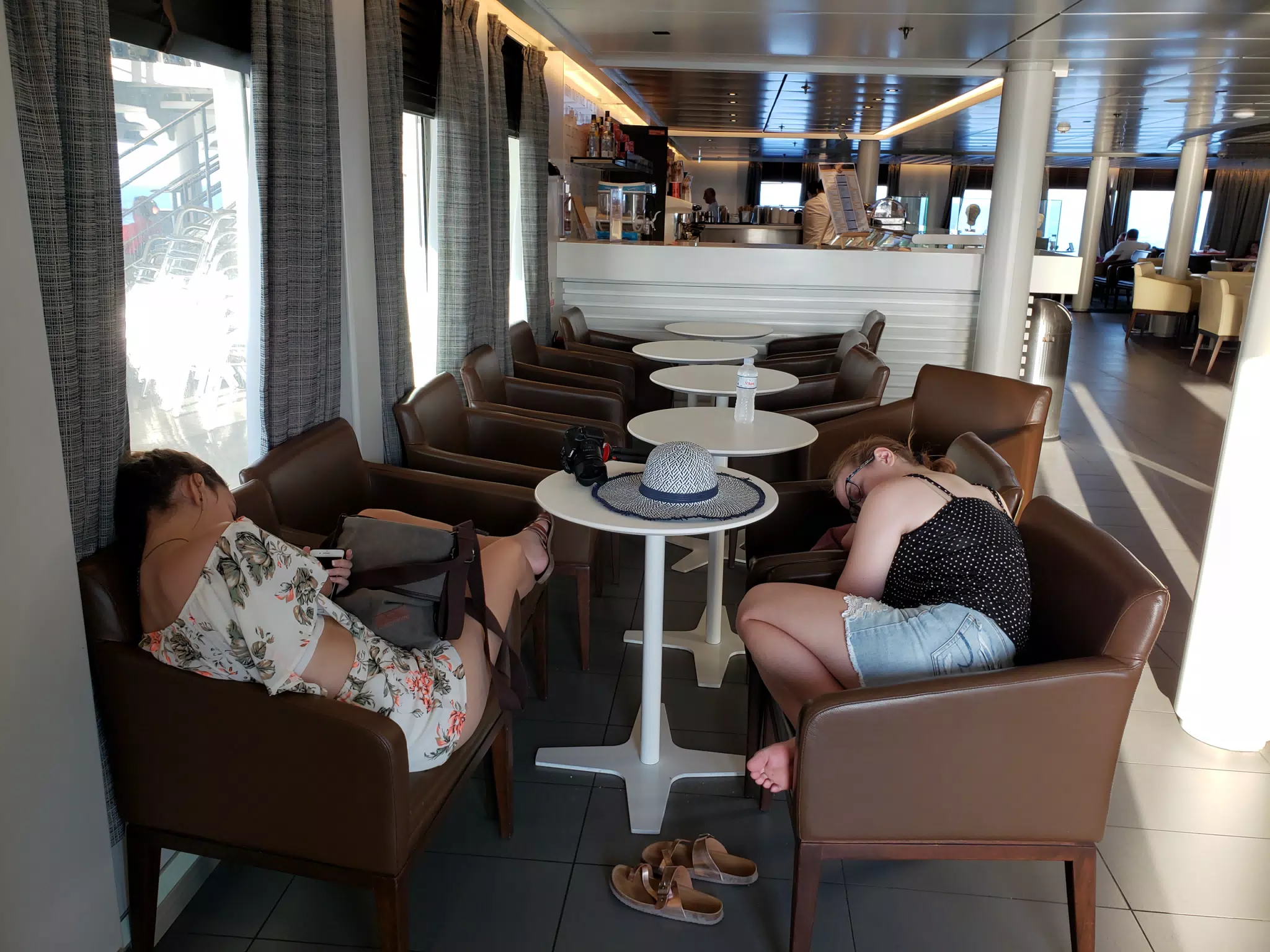 Girls Sleeping on the Ferry from Santorini to Crete