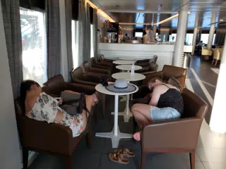 Girls Sleeping on the Ferry from Santorini to Crete