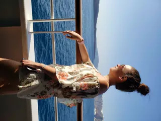 Emily Grice by the Ship's Railing