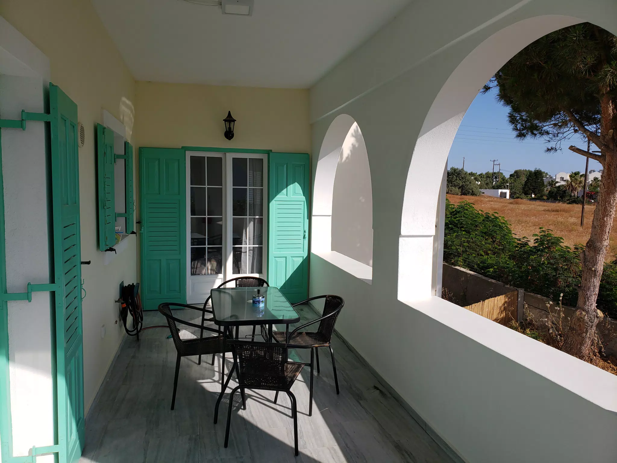 Back Veranda in Kamari Apartment on Santorini