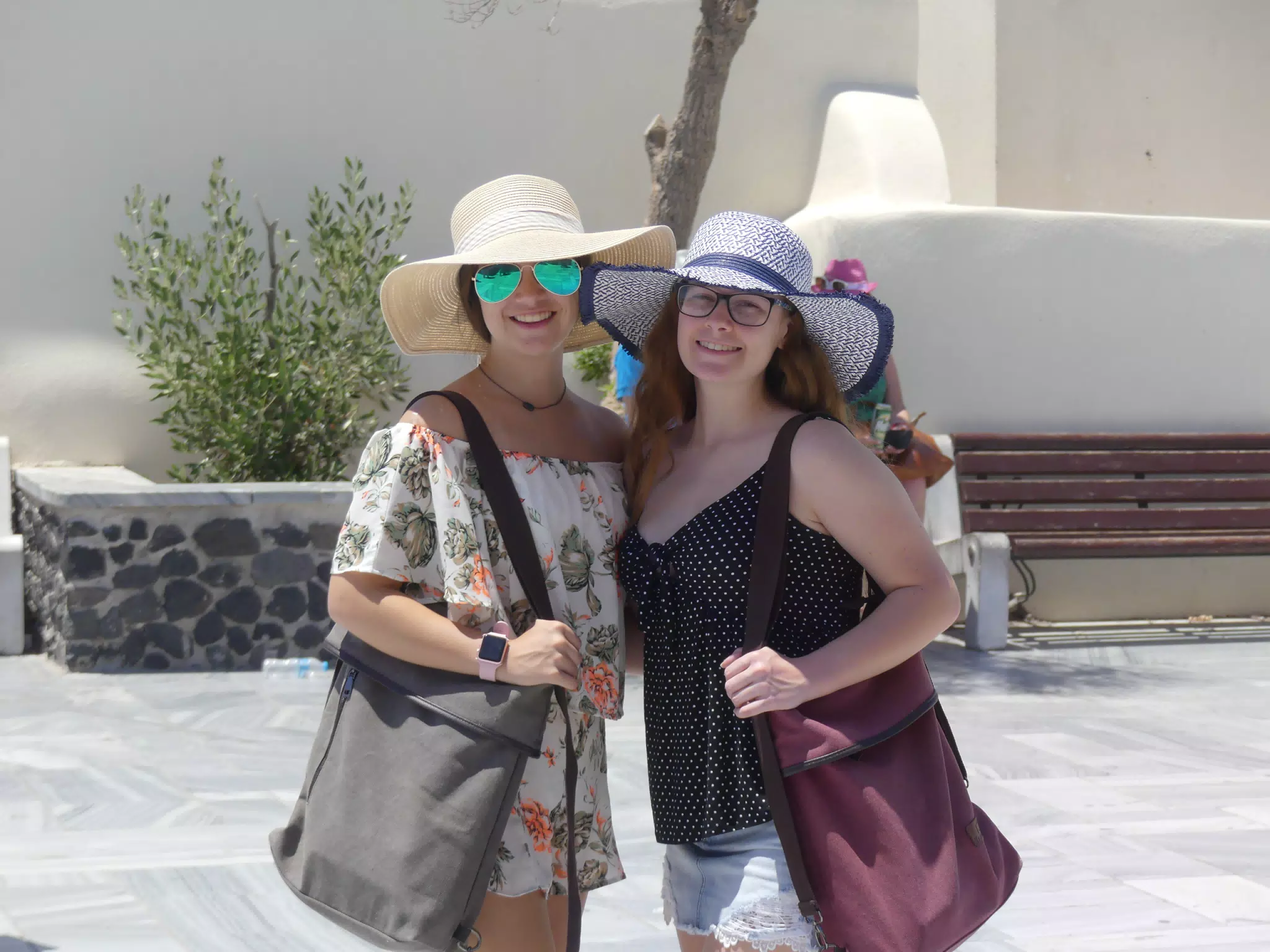 Emily & Madeline in Square in Oia, Santorini