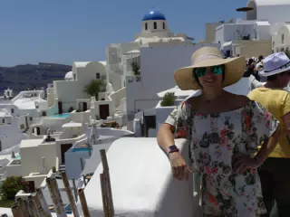 Emily in Oia, Santorini