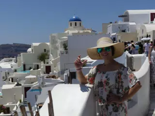 Emily in Oia, Santorini
