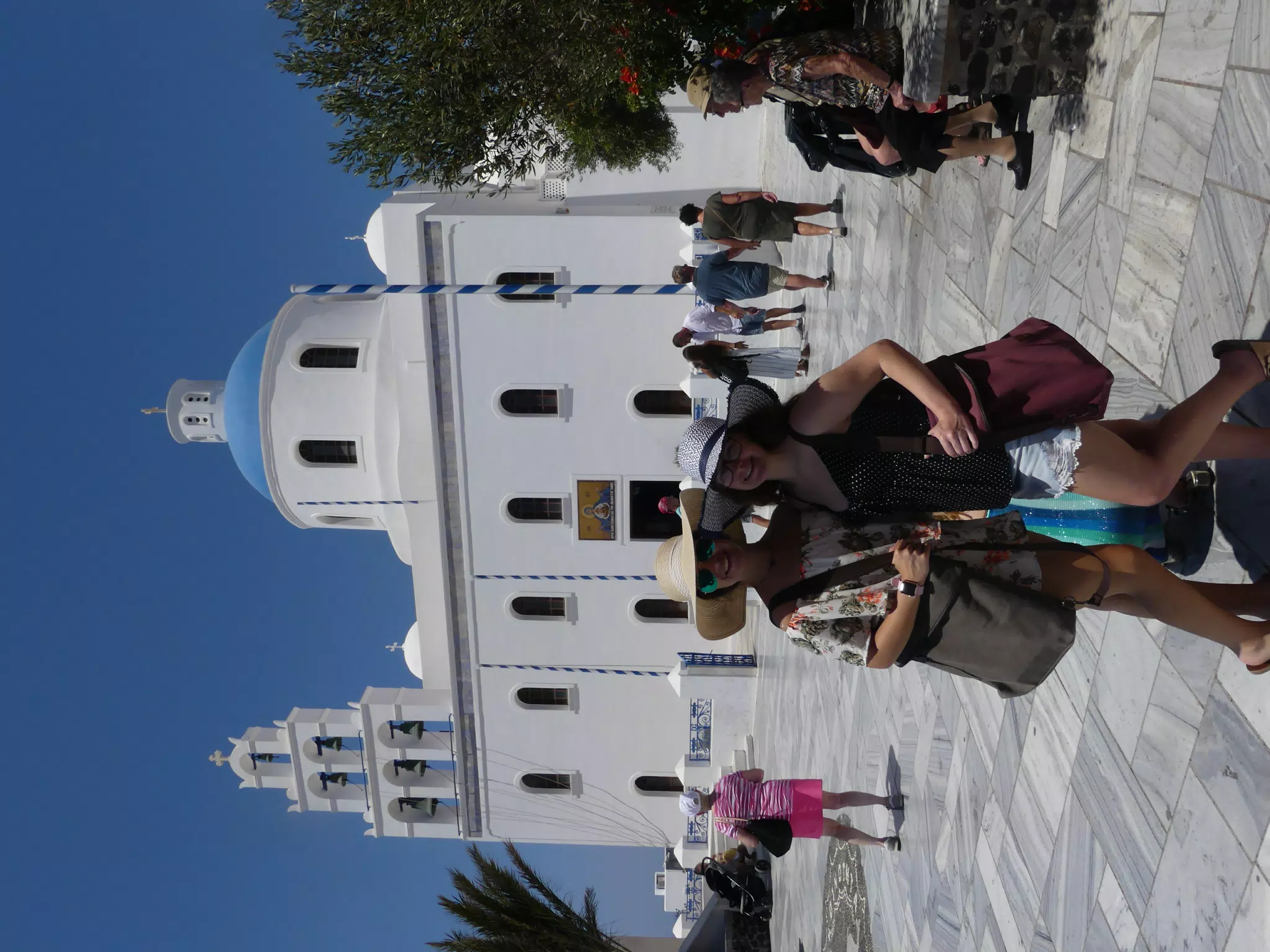 Emily & Madeline in Square in Oia, Santorini