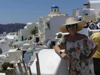 Emily in Oia, Santorini