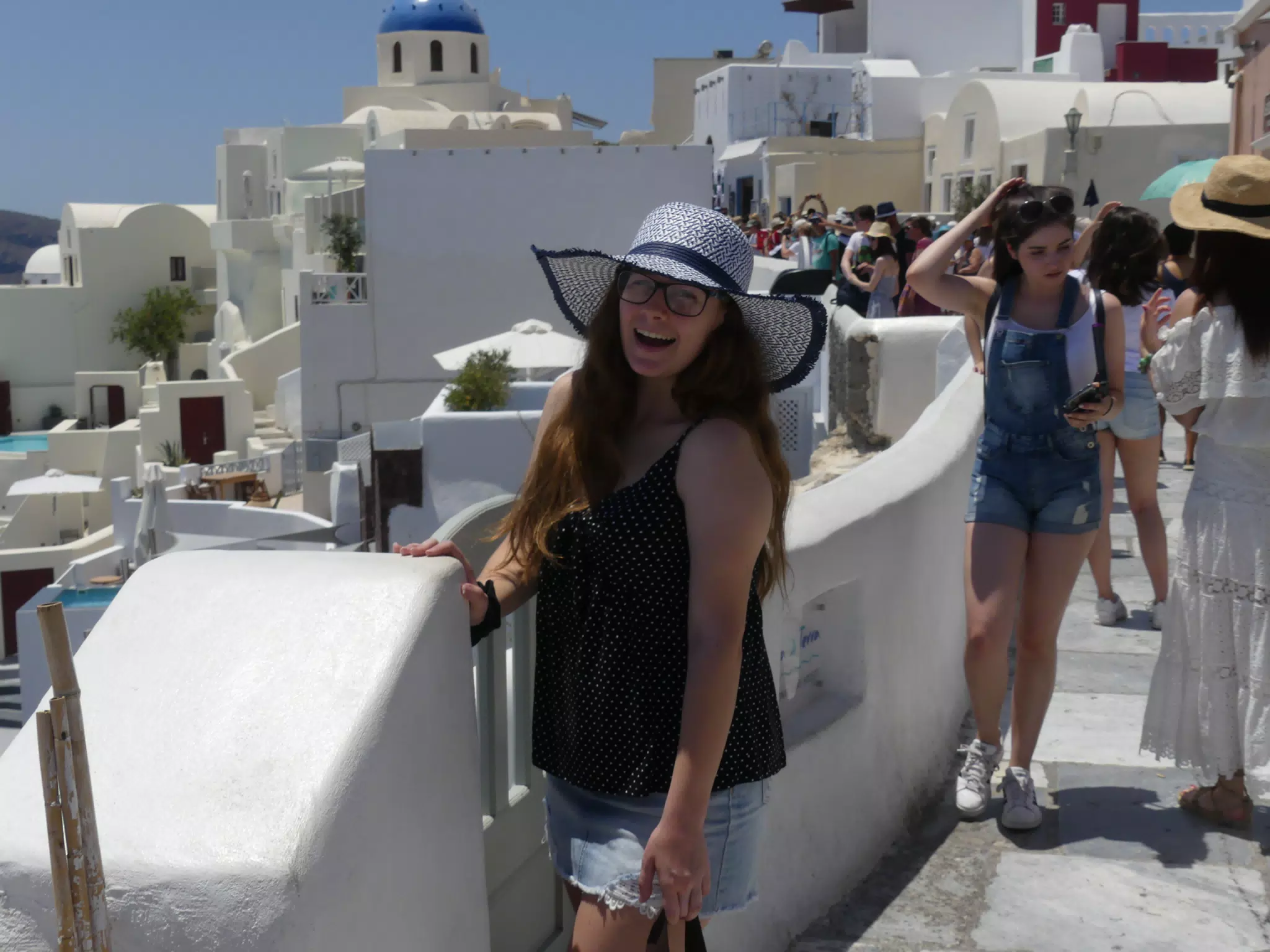 Madeline in Hat in Oia, Santorini
