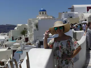 Emily in Oia, Santorini
