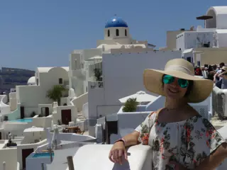 Emily in Oia, Santorini
