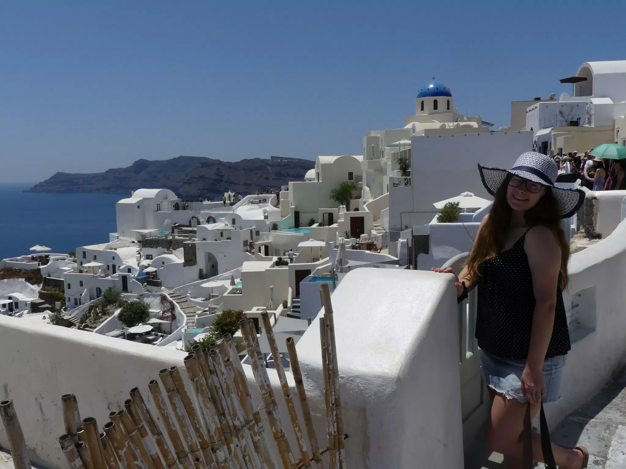Madeline in Hat in Oia, Santorini