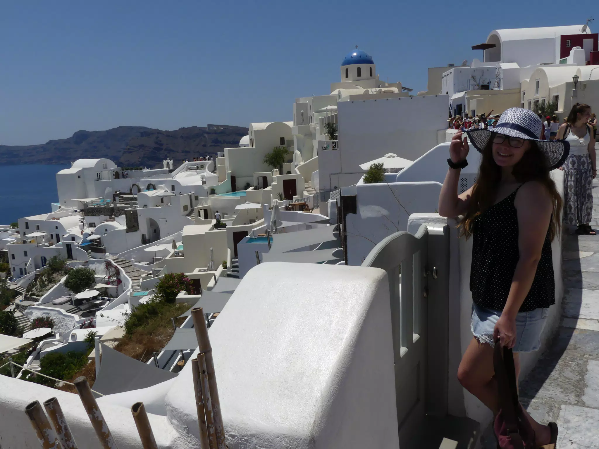 Madeline in Hat in Oia, Santorini