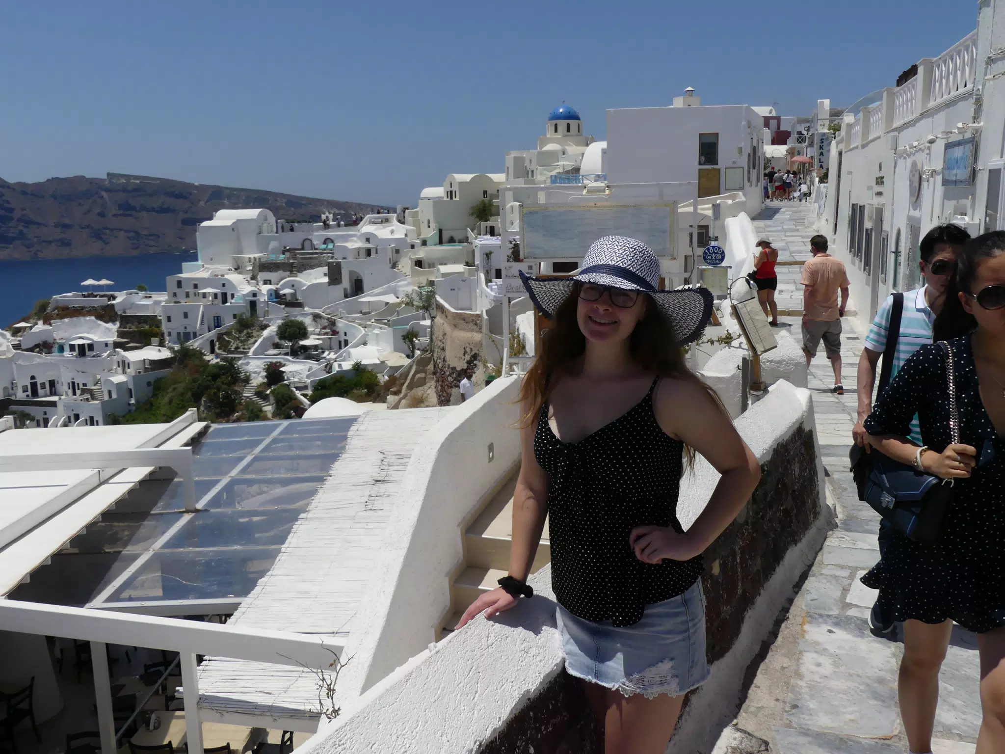 Madeline in Hat in Oia, Santorini