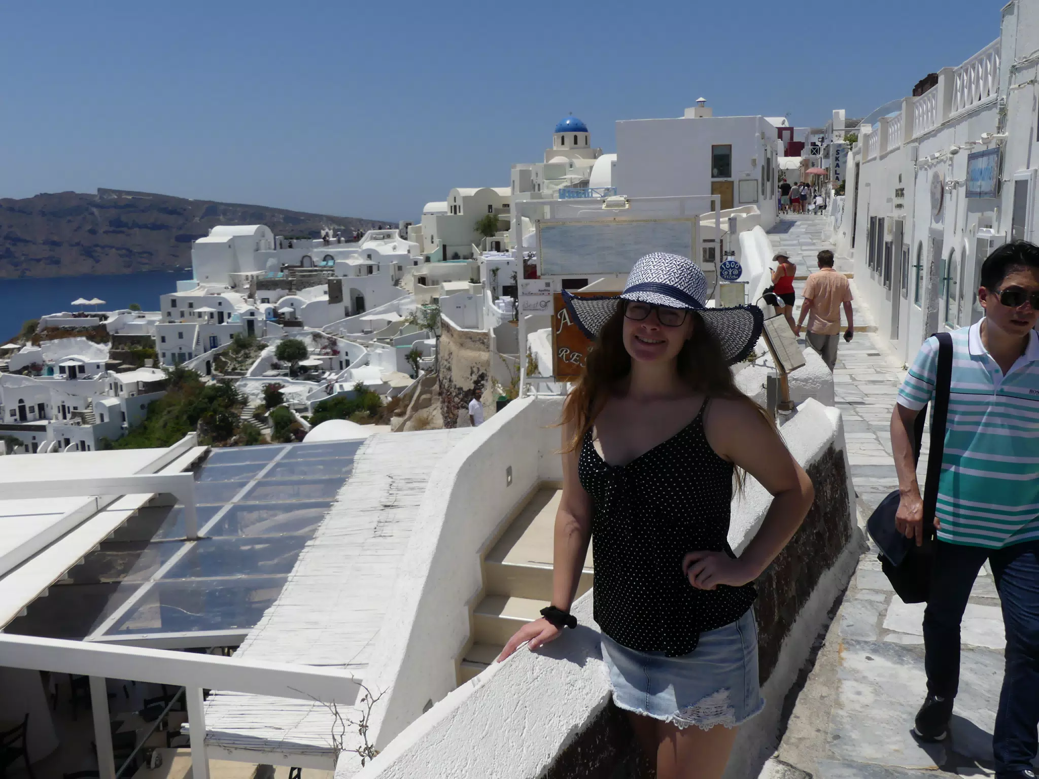 Madeline in Hat in Oia, Santorini