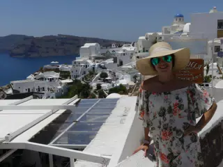 Emily in Oia, Santorini