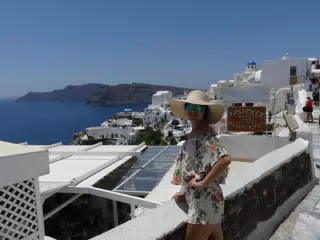Emily in Oia, Santorini