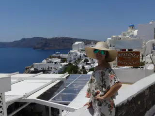 Emily in Oia, Santorini