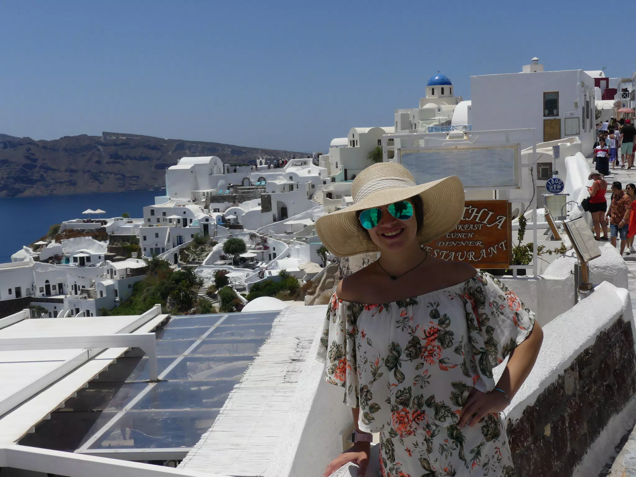 Emily in Oia, Santorini