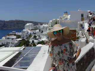 Emily in Oia, Santorini