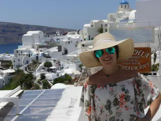 Emily in Oia, Santorini