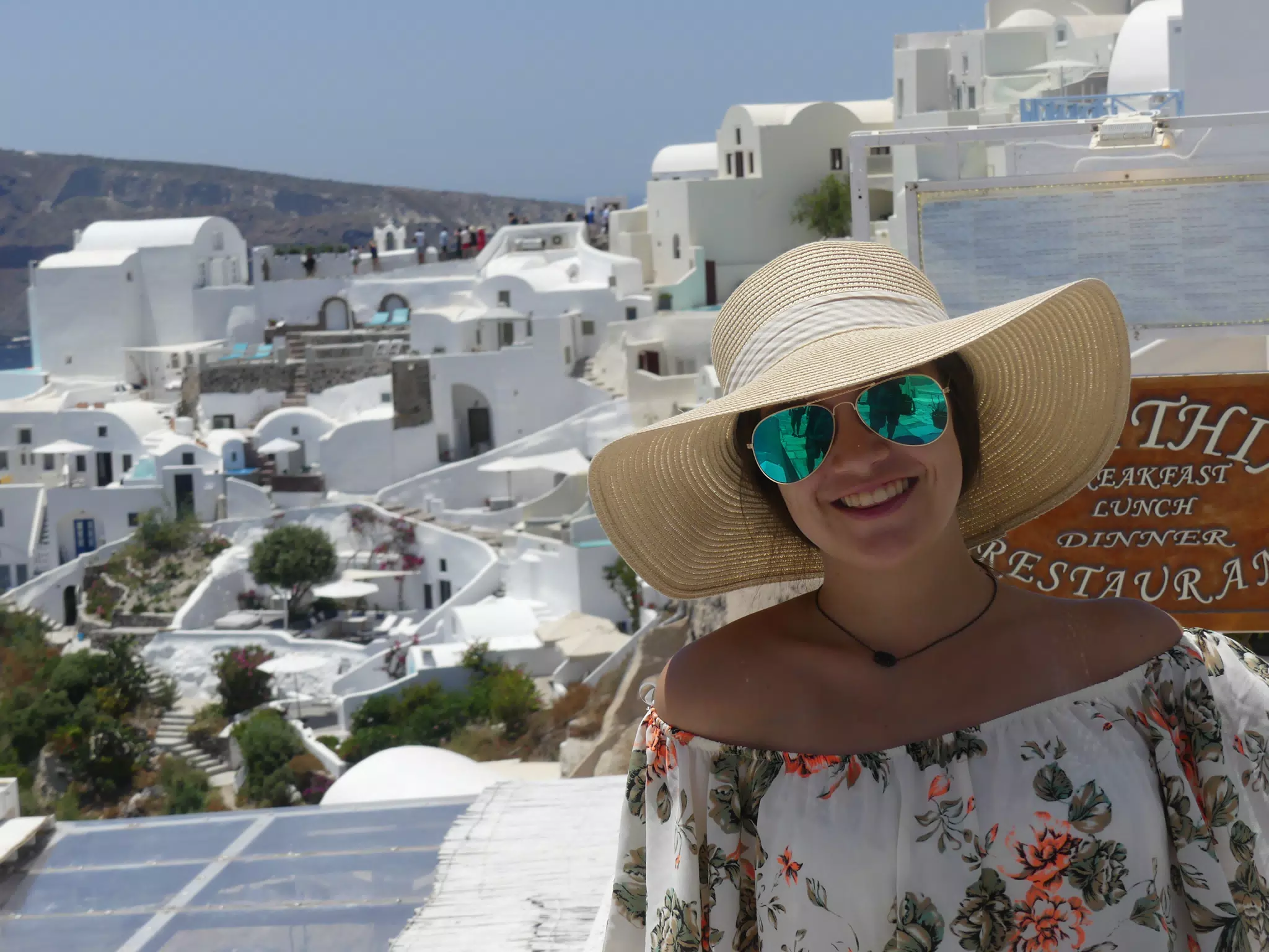 Emily in Oia, Santorini