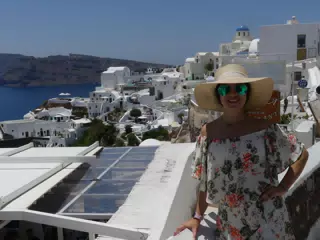 Emily in Oia, Santorini