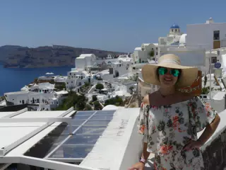 Emily in Oia, Santorini