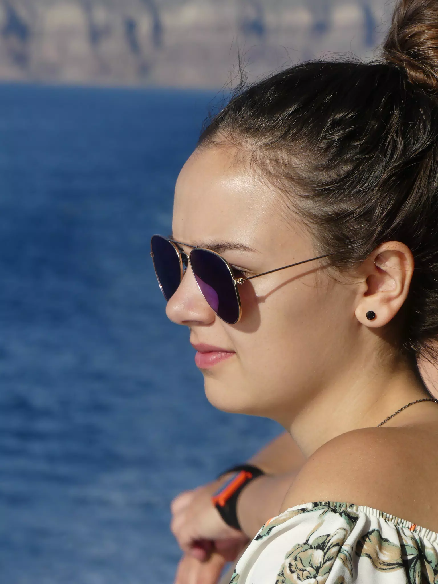 Emily on Ferry in Greece