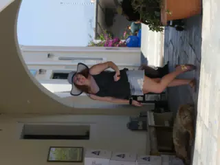 Madeline Posing in Oia, Santorini