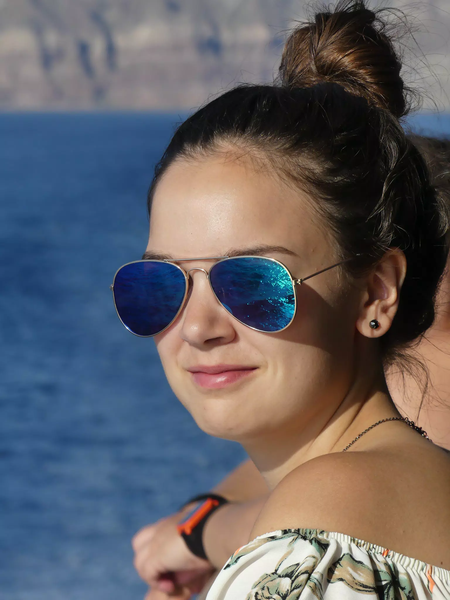 Emily on Ferry in Greece