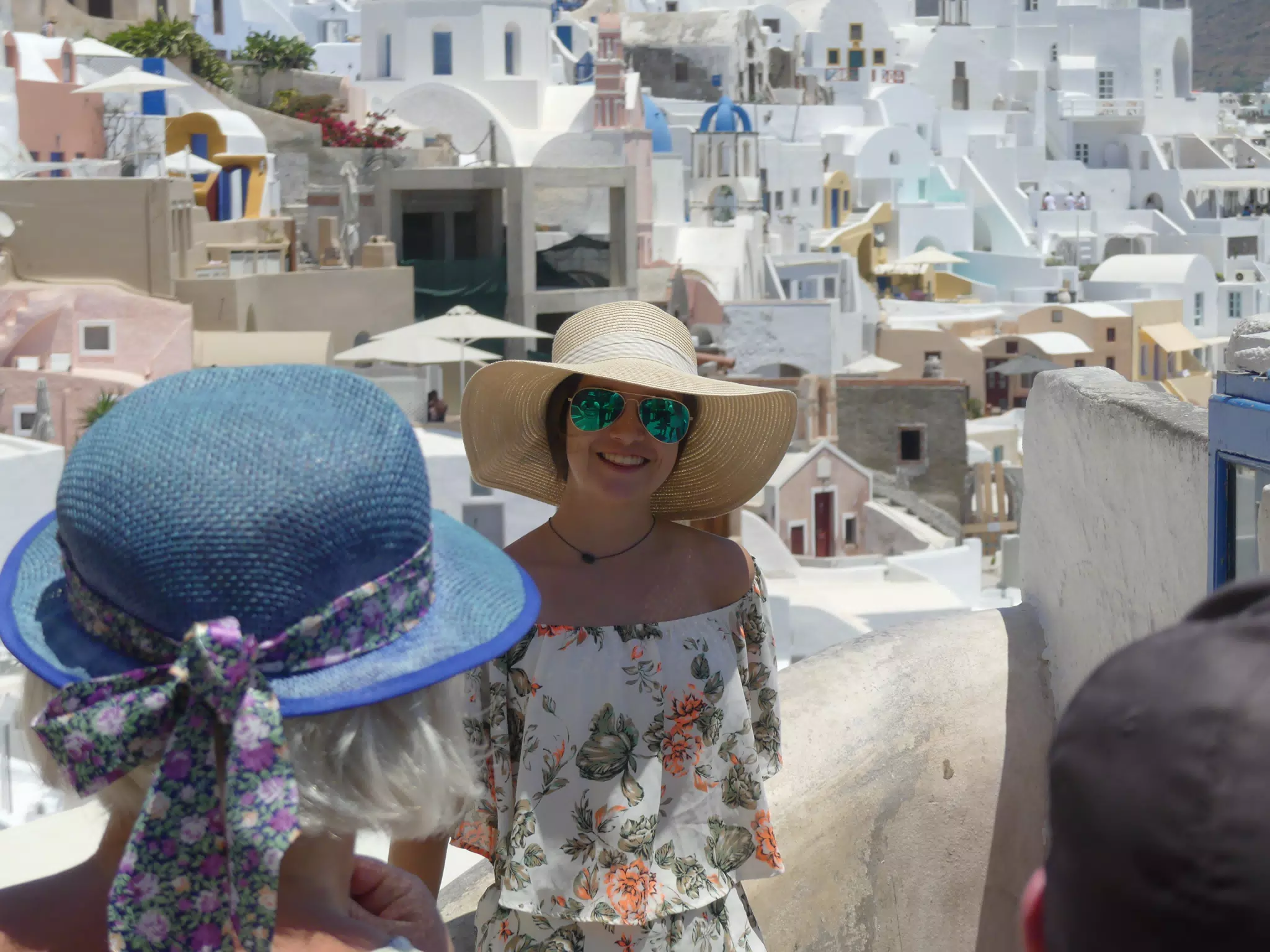 Emily in Hat in Oia, Santorini