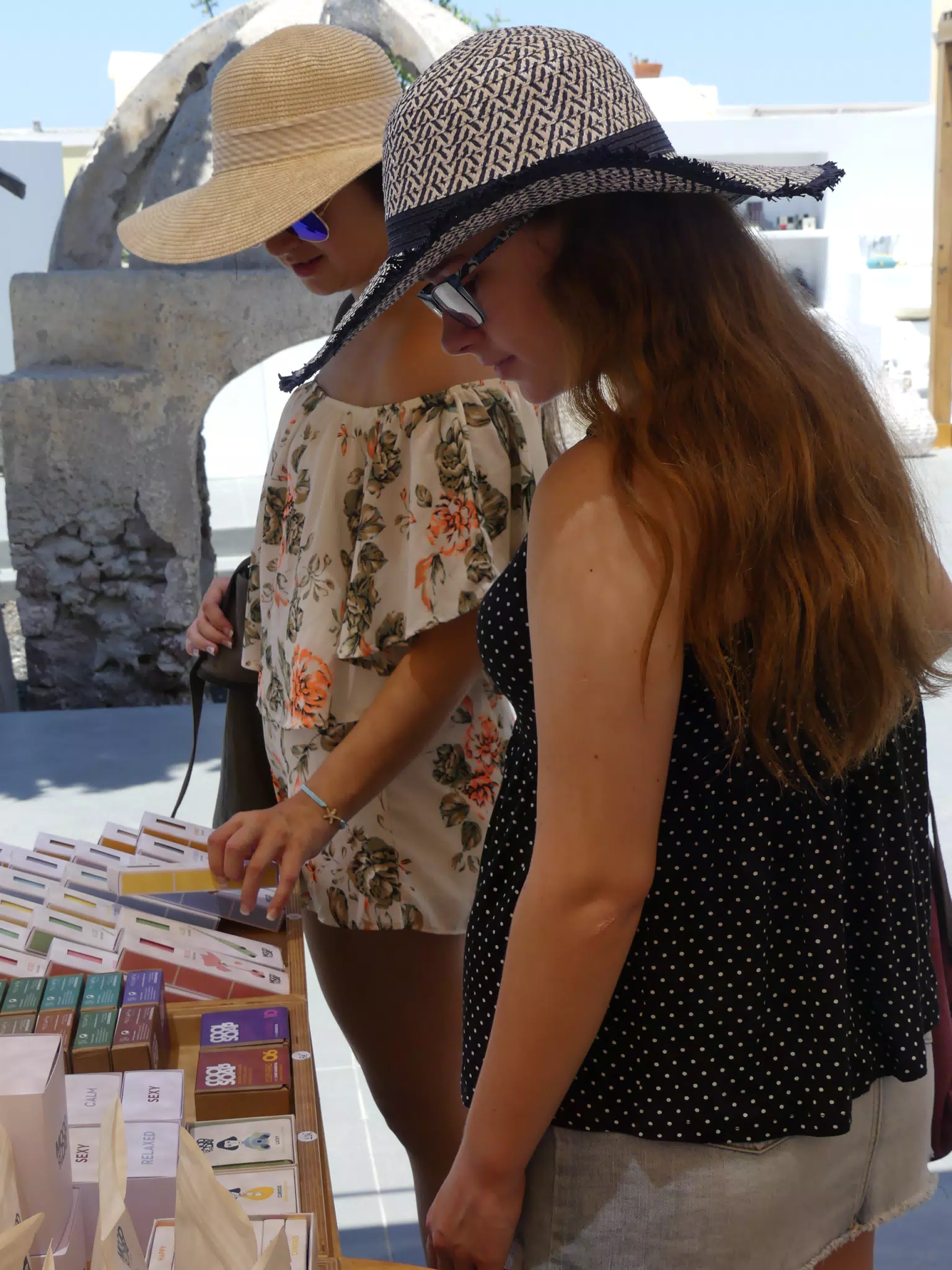 Madeline and Emily Shopping in Oia