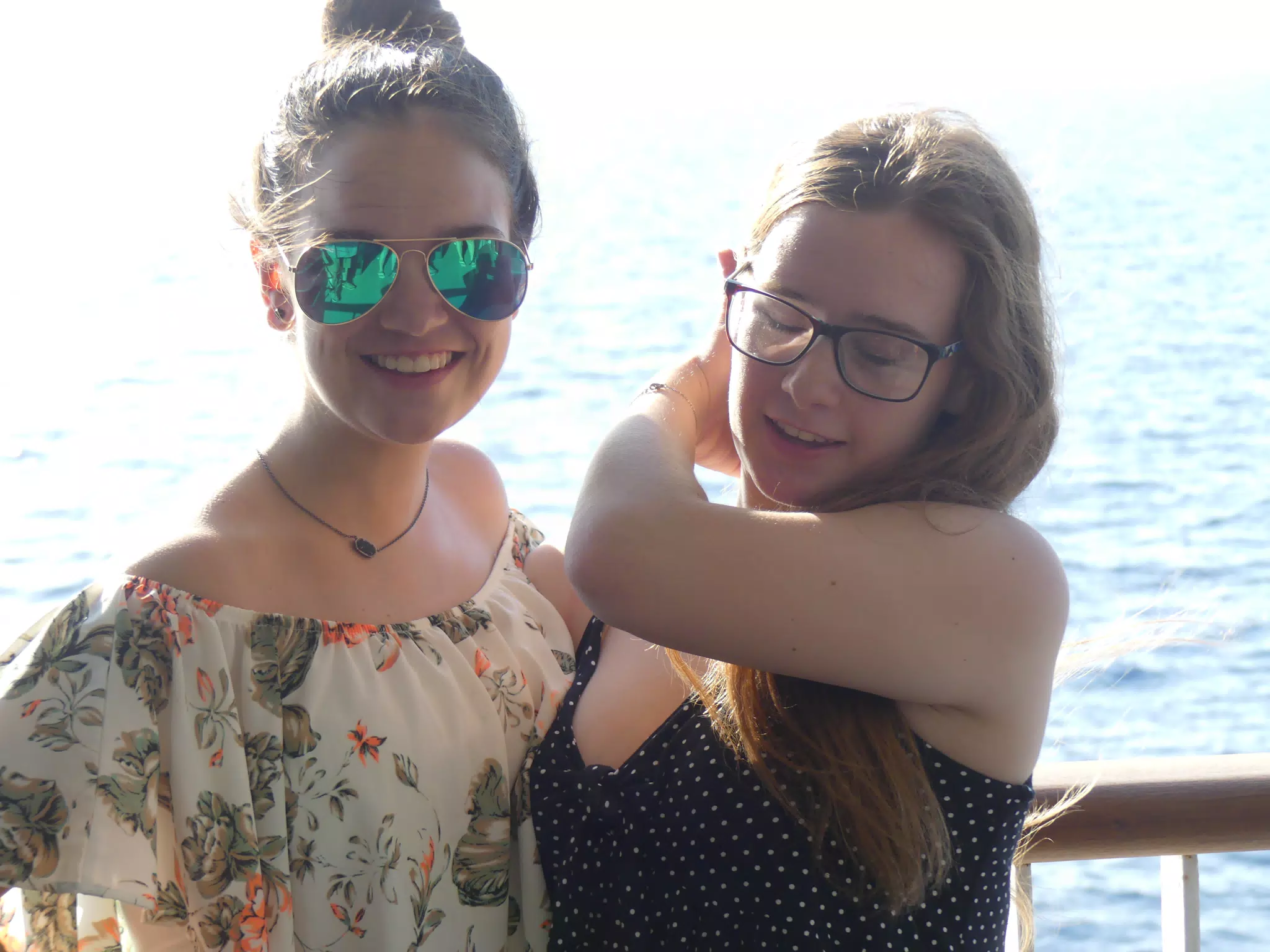 Emily & Madeline on the Ferry from Santorini to Crete