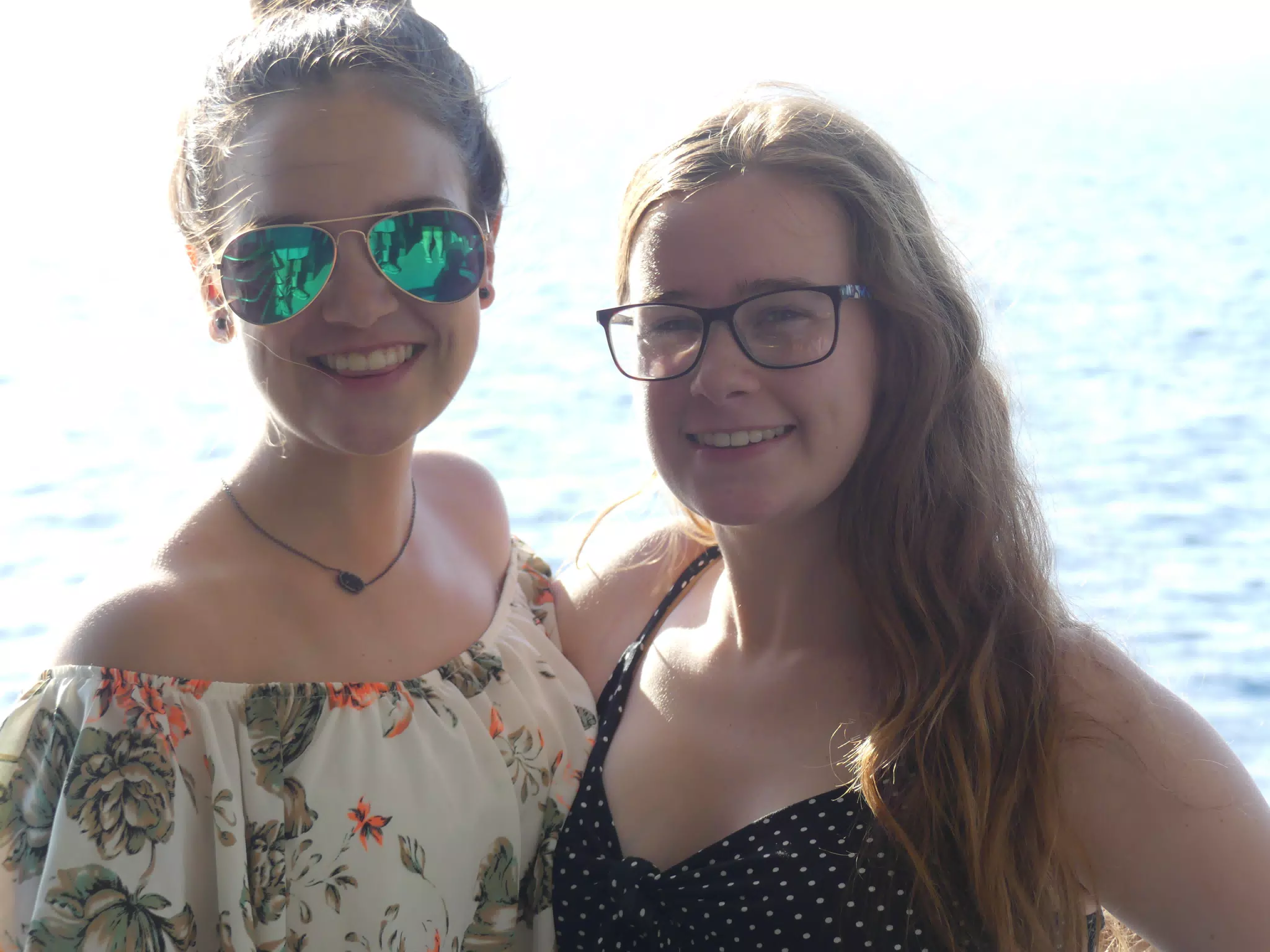 Emily & Madeline on the Ferry from Santorini to Crete