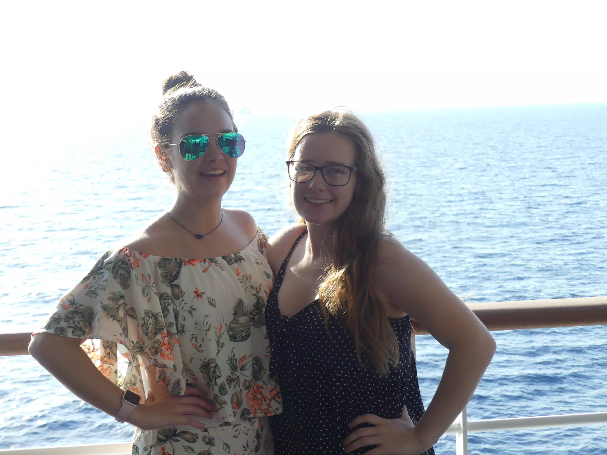Emily & Madeline on the Ferry from Santorini to Crete