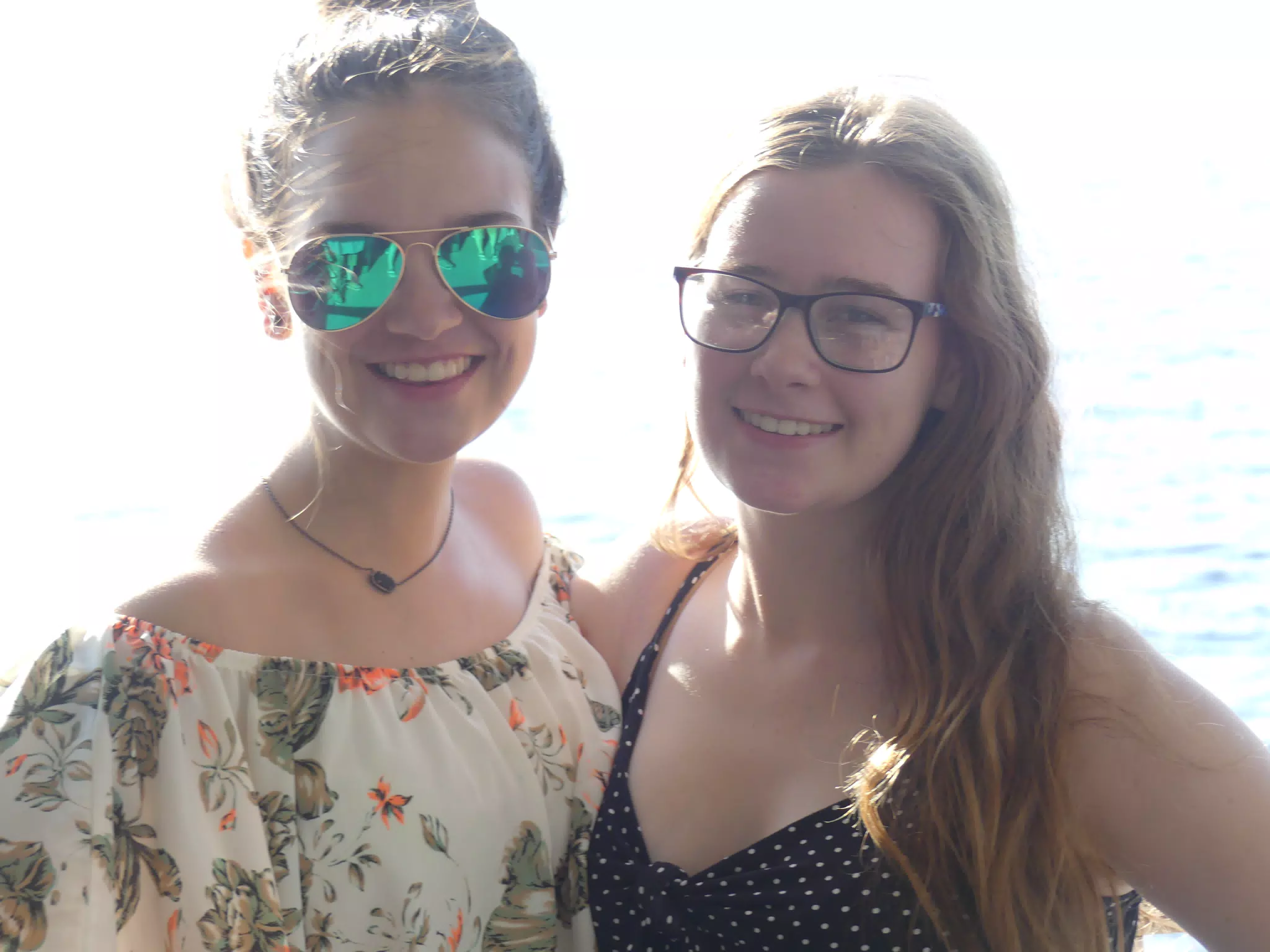 Emily & Madeline on the Ferry from Santorini to Crete