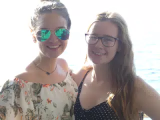 Emily & Madeline on the Ferry from Santorini to Crete