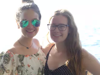 Emily & Madeline on the Ferry from Santorini to Crete