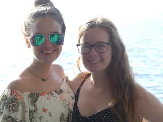 Emily & Madeline on the Ferry from Santorini to Crete