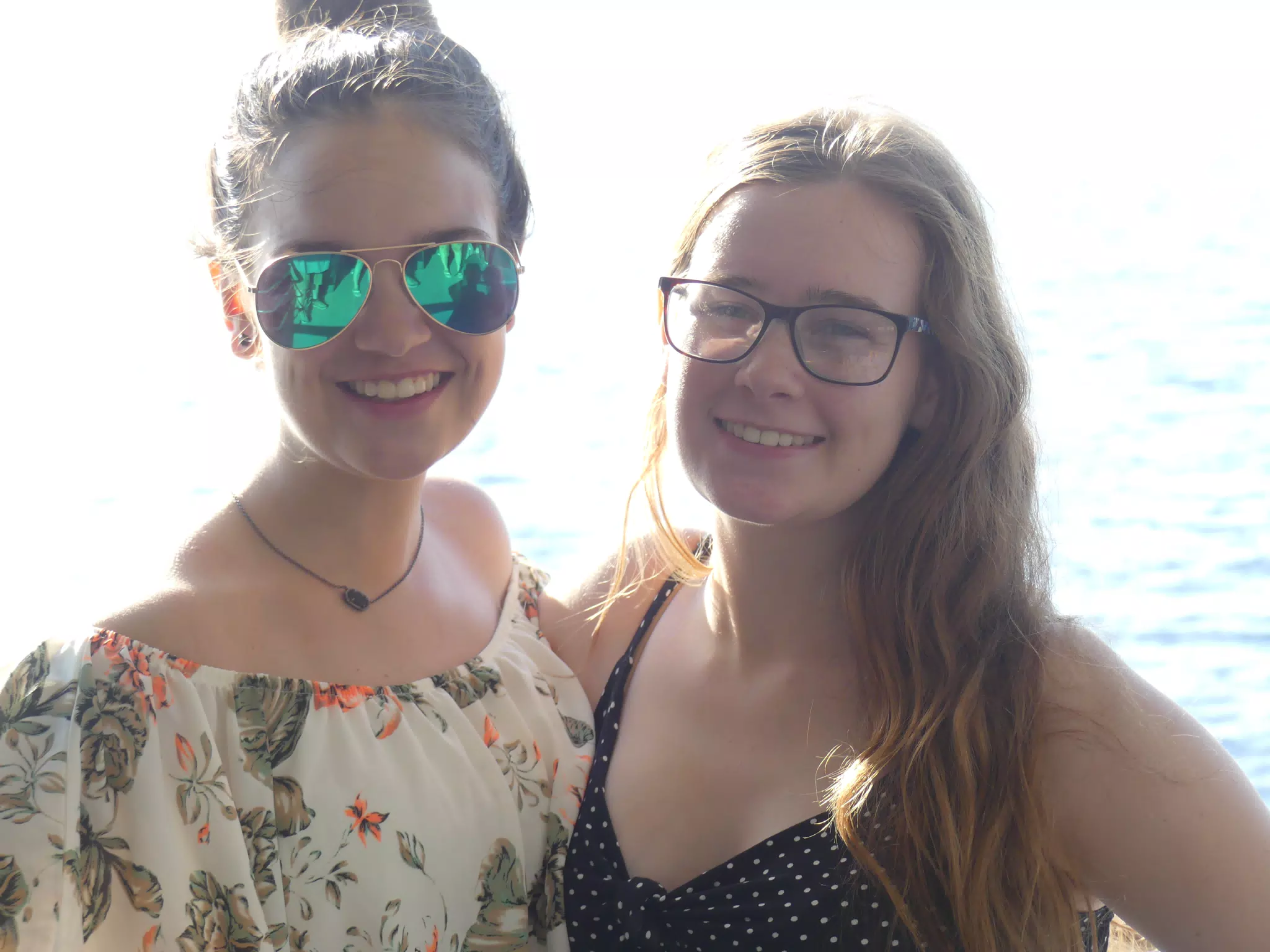 Emily & Madeline on the Ferry from Santorini to Crete