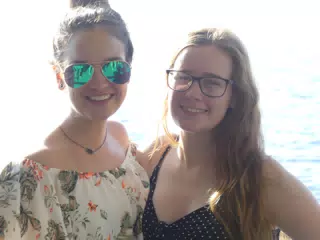 Emily & Madeline on the Ferry from Santorini to Crete