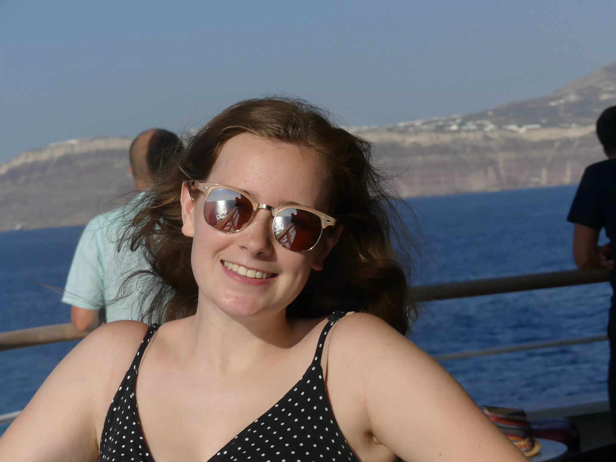 Madeline on the Ferry from Santorini