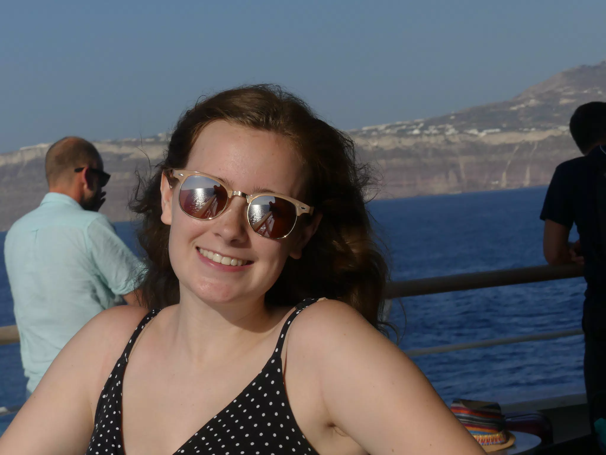 Madeline on the Ferry from Santorini