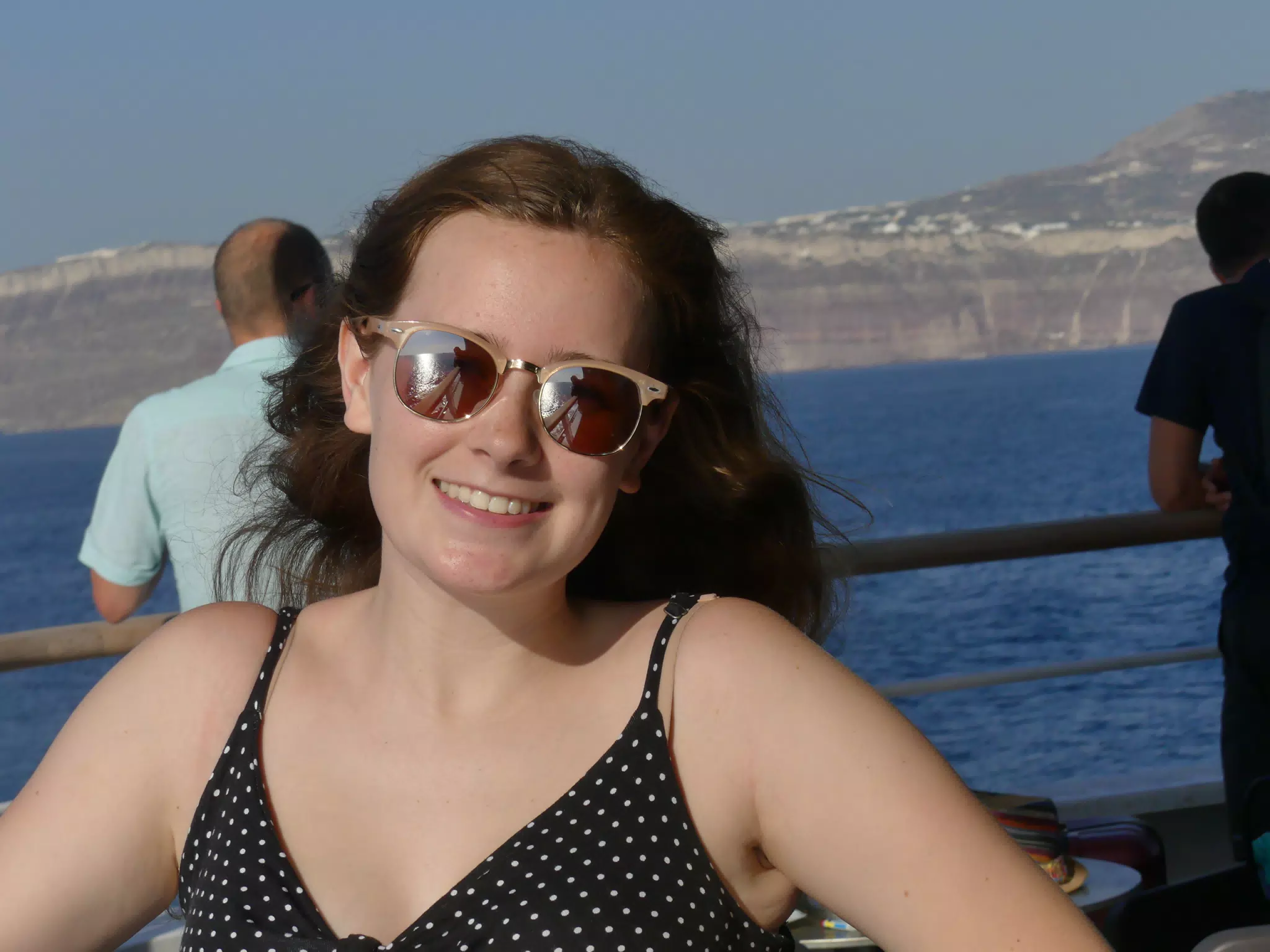 Madeline on the Ferry from Santorini