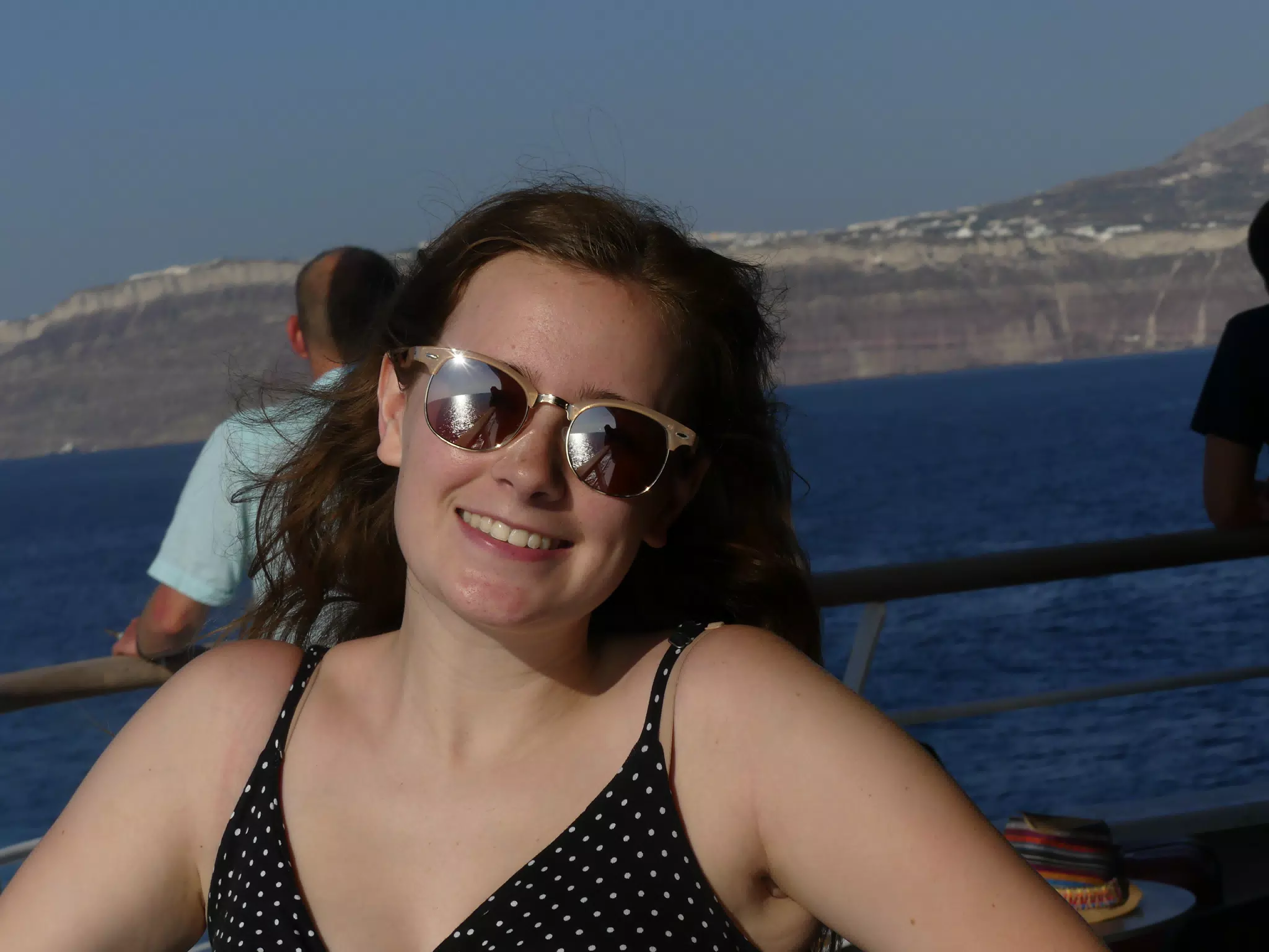 Madeline on the Ferry from Santorini
