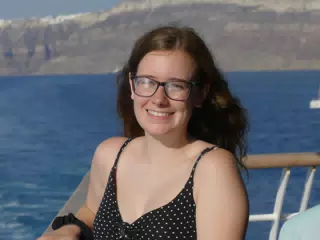 Madeline on the Ferry from Santorini